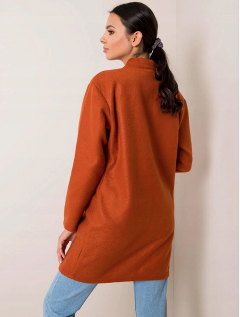 Sublevel Women's Rusty Red Fashionable Hip-Length Open Coat | Sublevel In Lebanon