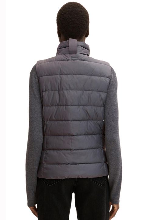 Tom Tailor Women's Gray Quilted Hooded Vest |Tom Tailor In Lebanon