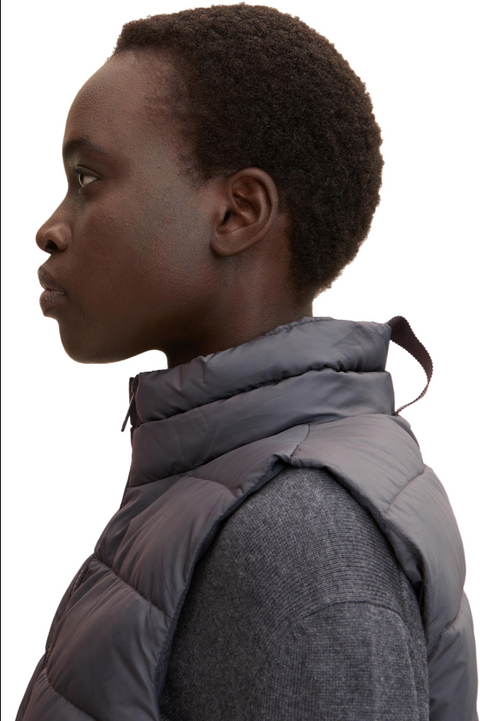 Tom Tailor Women's Gray Quilted Hooded Vest |Tom Tailor In Lebanon