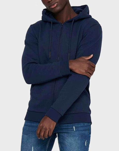 Only & Sons Men's Navy Fleece Hooded Jacket |Only & Sons In Lebanon
