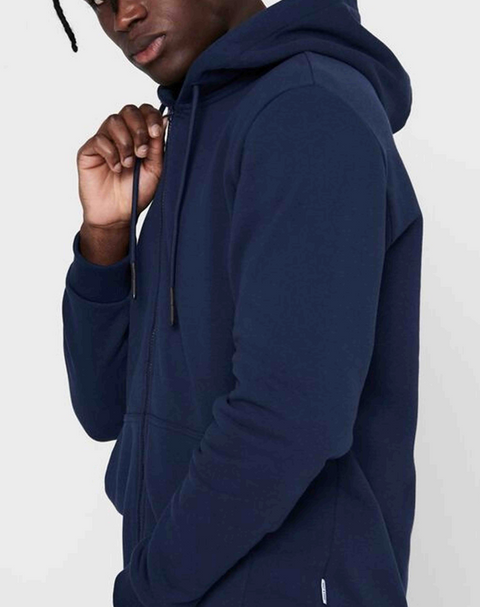 Only & Sons Men's Navy Fleece Hooded Jacket |Only & Sons In Lebanon