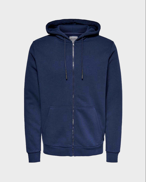 Only & Sons Men's Navy Fleece Hooded Jacket |Only & Sons In Lebanon