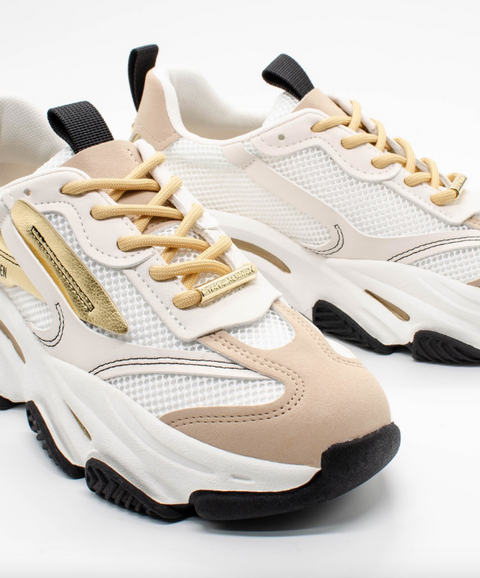 Steve Madden Women's White & Tan Possession-E Sneakers | Steve Madden In Lebanon