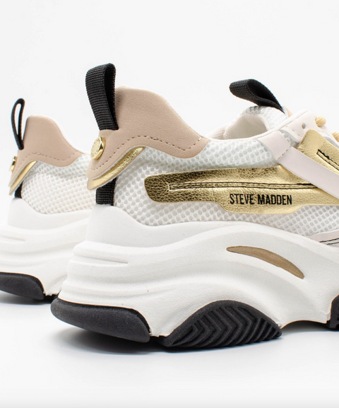 Steve Madden Women's White & Tan Possession-E Sneakers | Steve Madden In Lebanon