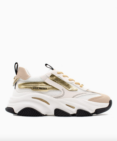 Steve Madden Women's White & Tan Possession-E Sneakers | Steve Madden In Lebanon