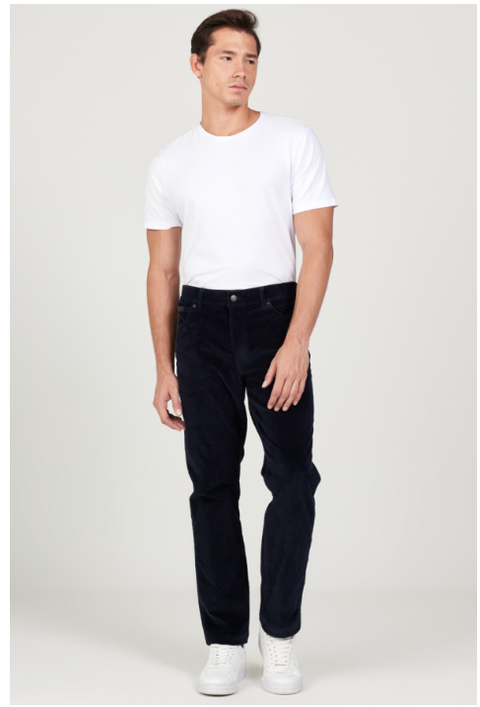 Wrangler Men's Navy Texas Authentic Straight Fit Regular Waist Velvet Pant |Wrangler In Lebanon