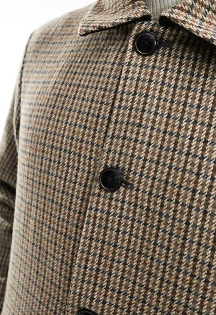 Jack & Jones Men's Beige Houndtoot Jortoby Check Mac Coat | Jack & Jones In Lebanon