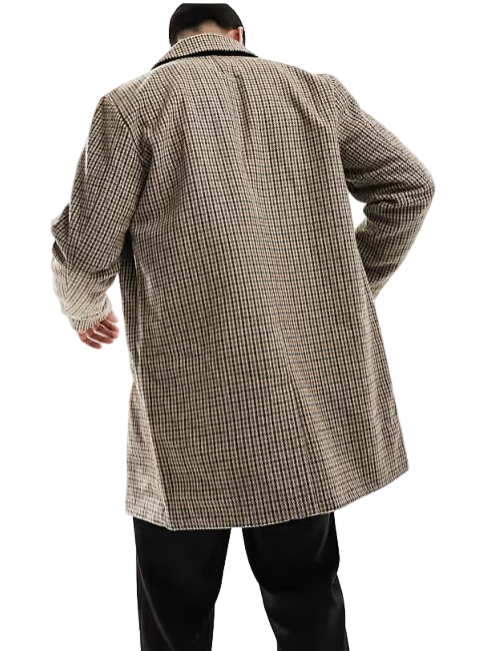 Jack & Jones Men's Beige Houndtoot Jortoby Check Mac Coat | Jack & Jones In Lebanon