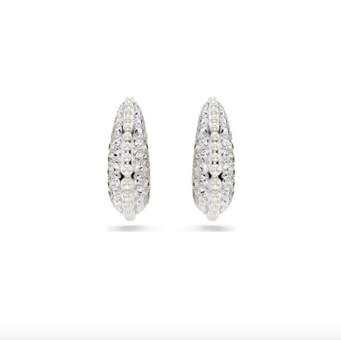 Swarovski Women's Silver Crystal Pearl Round Cut Sublima Drop Earrings | Swarovski In Lebanon