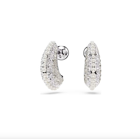 Swarovski Women's Silver Crystal Pearl Round Cut Sublima Drop Earrings | Swarovski In Lebanon