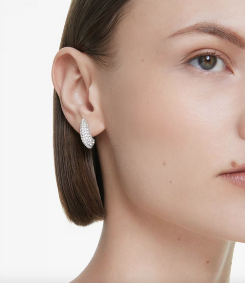 Swarovski Women's Silver Crystal Pearl Round Cut Sublima Drop Earrings | Swarovski In Lebanon