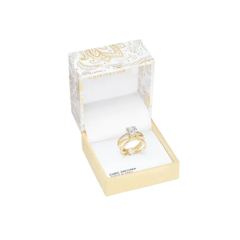 Charter Club Women's Gold-Tone Cubic Zirconia Desined Ring | Charter Club In Lebanon