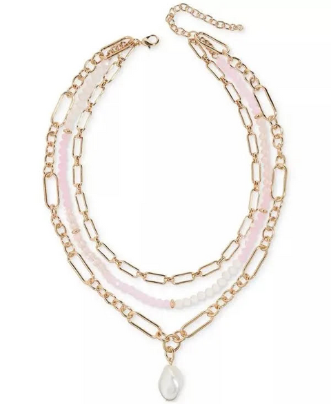 On 34th Women's Gold-Tone Stone Beaded Three-Row Necklace | On 34th In Lebanon