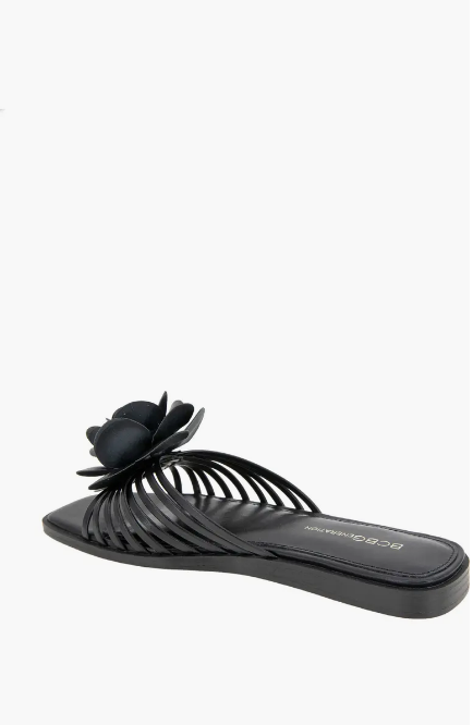 BCBGeneration Women's Black Masha Flower Appliqué Slippers | BCBGeneration In Lebanon