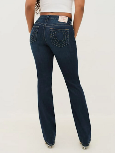 True Religion Women's Dark Blue Billie Mid Rise Straight Jeans | True Religion In Lebanon