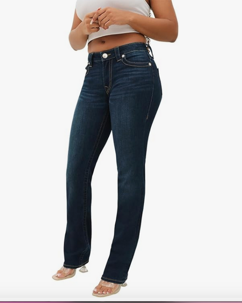 True Religion Women's Dark Blue Billie Mid Rise Straight Jeans | True Religion In Lebanon
