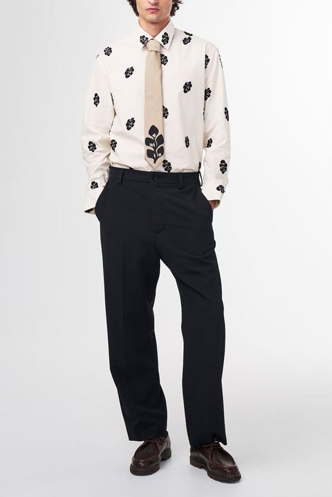 NN.07 Men's Beige Freddy Leaf Jacquard Organic Cotton Button-Up Shirt|NN.07 In Lebanon