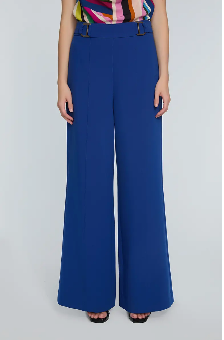 Elie Tahari Women's Royal Blue The Inez Buckle Detail Wide Leg Pants | Elie Tahari In Lebanon