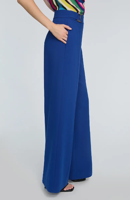 Elie Tahari Women's Royal Blue The Inez Buckle Detail Wide Leg Pants | Elie Tahari In Lebanon