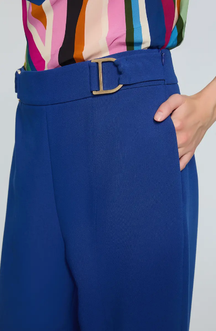 Elie Tahari Women's Royal Blue The Inez Buckle Detail Wide Leg Pants | Elie Tahari In Lebanon