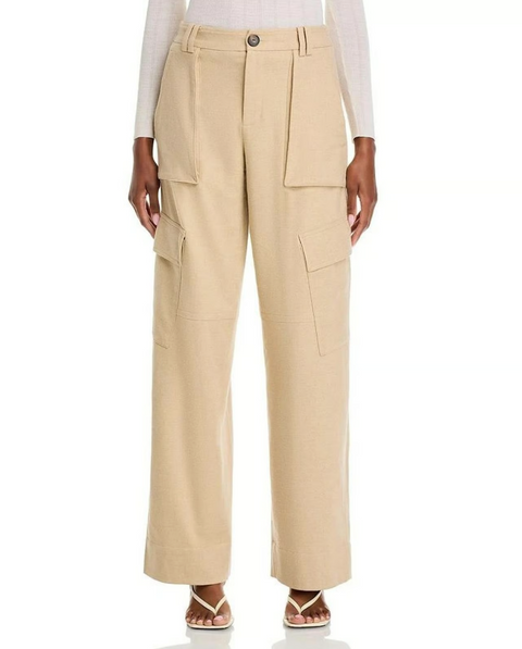 Vince Women's Beige Flannel Wide Leg High Rise Cargo Pants | Vince In Lebanon