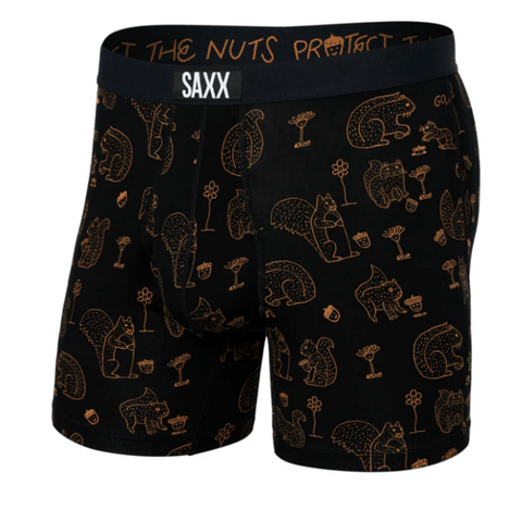 SAXX Men's Black Ultra Super Soft Squirrel Printed Protect The Nuts Boxer | SAXX in Lebanon