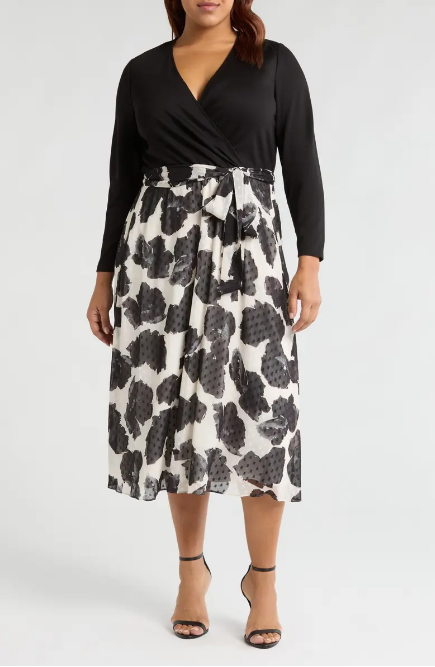 Anne Klein Women's Black & White Serenity Combo Business Plus Size Casual Dress | Anne Klein In Lebanon