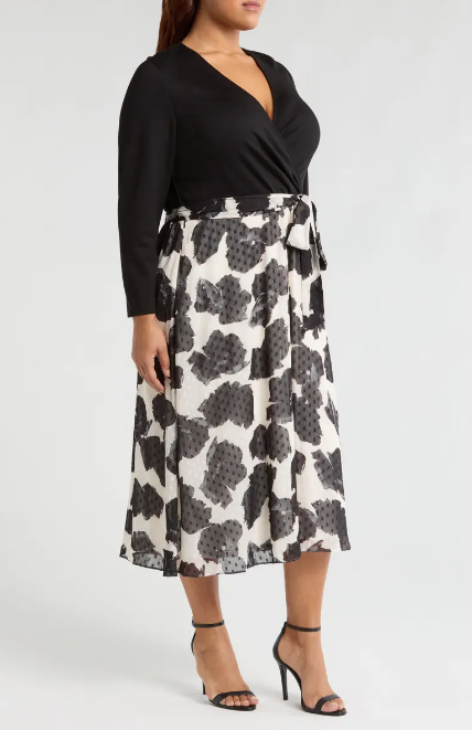 Anne Klein Women's Black & White Serenity Combo Business Plus Size Casual Dress | Anne Klein In Lebanon