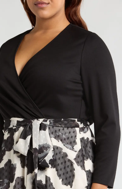 Anne Klein Women's Black & White Serenity Combo Business Plus Size Casual Dress | Anne Klein In Lebanon