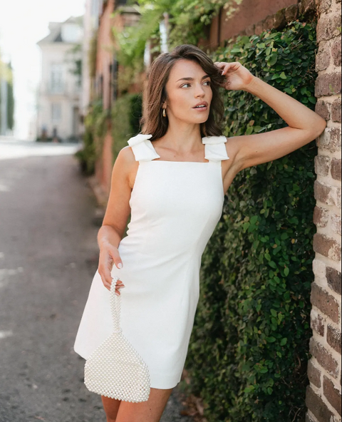 French Connection Women's White Whisper Bow Strap Mini Dress | French Connection In Lebanon