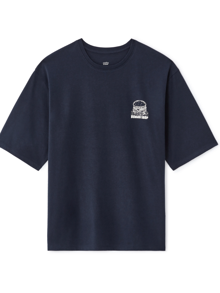 Celio Men's Navy Short Sleeve Lefood Oversized T-shirt | Celio In Lebanon