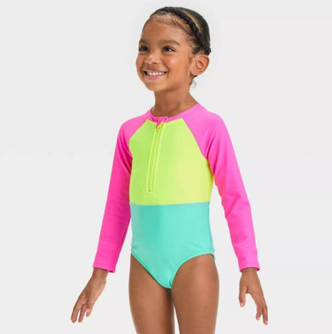 Cat & Jack  Girl's Yellow Pink Green Long Sleeve  Swimsuit  |Cat & Jack in Lebanon