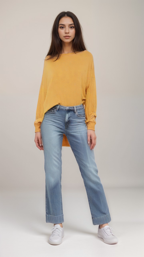 Mango Women's Mustard Long-Sleeve Blouse| Mango in Lebanon