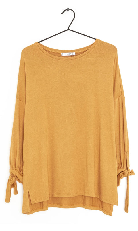Mango Women's Mustard Long-Sleeve Blouse| Mango in Lebanon