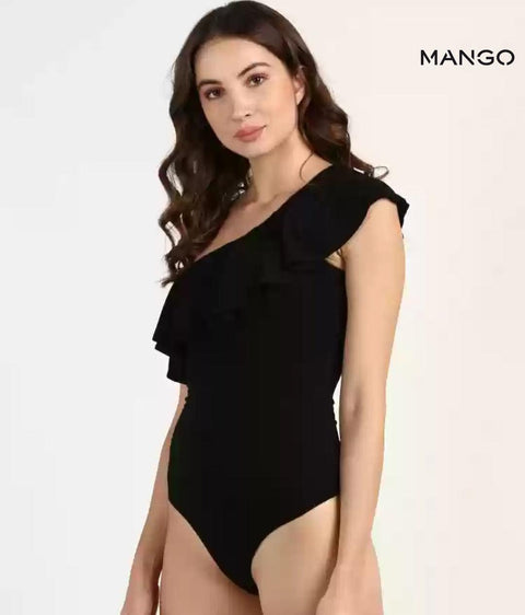 Mango Women's Black One-Shoulder Bodysuit | Mango in Lebanon