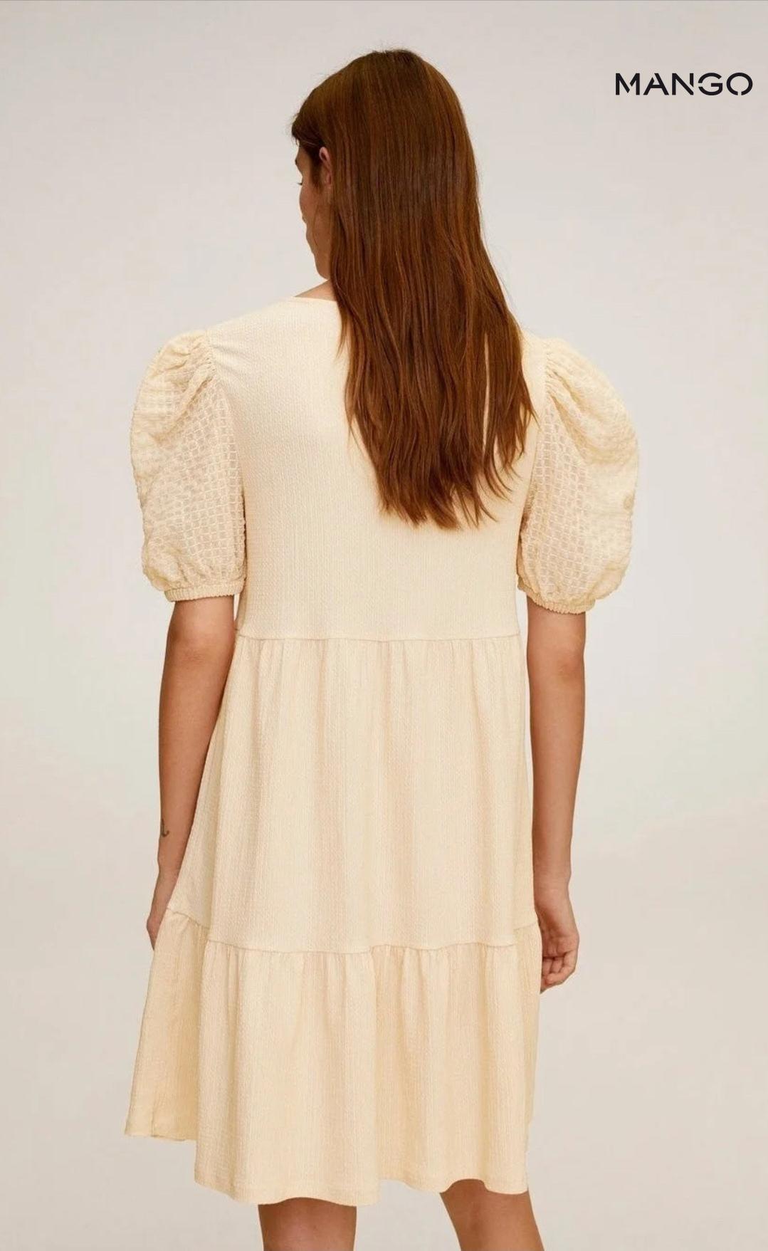 Mango Women's Beige Short-Sleeve Dress| Mango in Lebanon