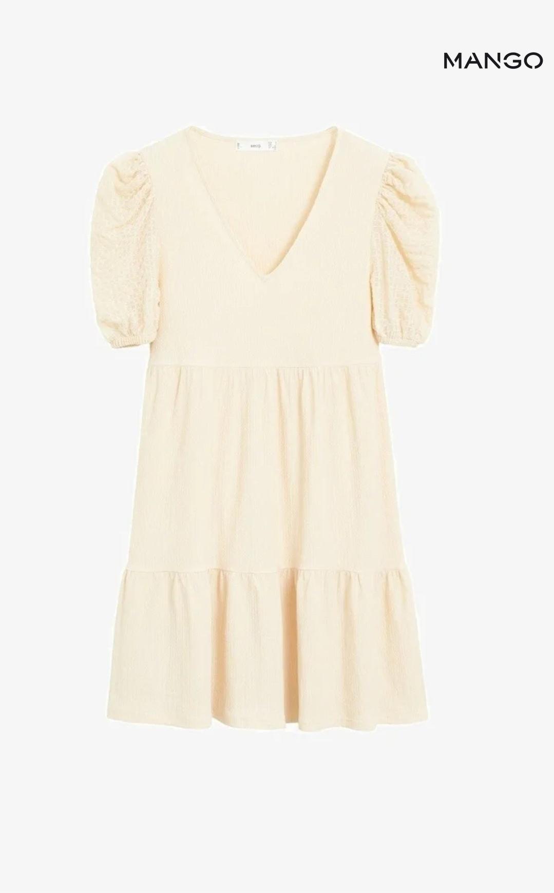 Mango Women's Beige Short-Sleeve Dress| Mango in Lebanon