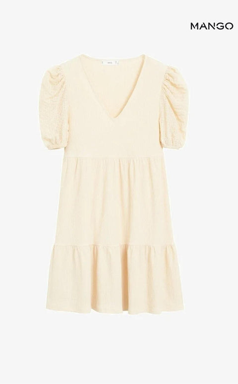 Mango Women's Beige Short-Sleeve Dress| Mango in Lebanon