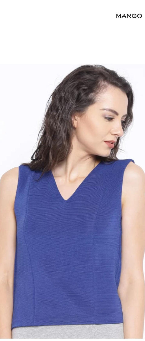 Mango Women's Navy Blue Sleeveless Top| Mango in Lebanon