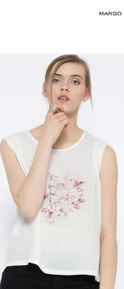 Mango Women's White Sleeveless Top| Mango in Lebanon