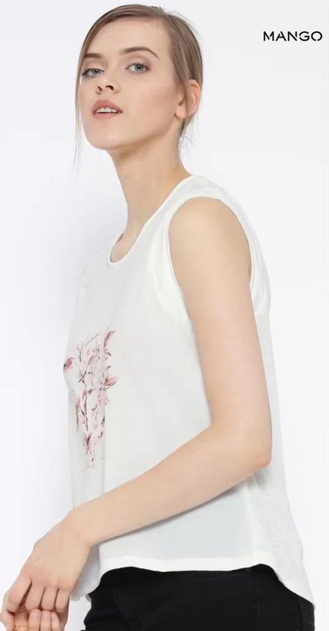Mango Women's White Sleeveless Top| Mango in Lebanon