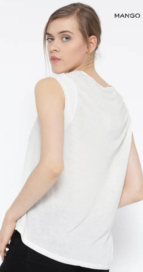 Mango Women's White Sleeveless Top| Mango in Lebanon