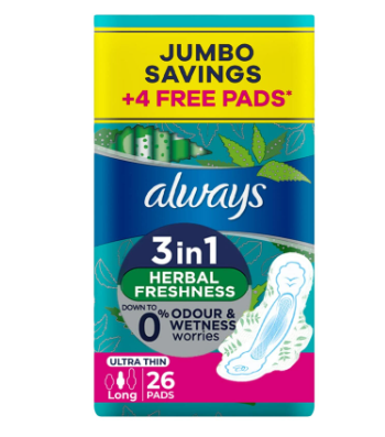 Always 3in1 Herbal Freshness  Ultra Thin 26 Pads