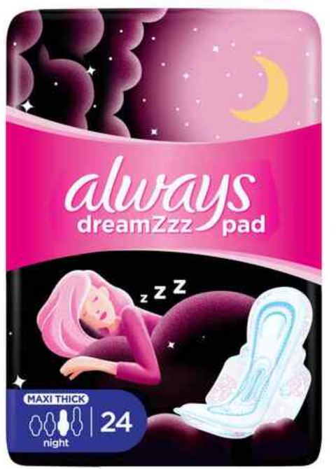 Always Breathable Dreamz Maxi Thick Night-Light 24 Pads