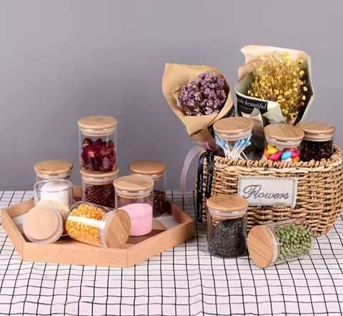 SD Home Glass Jars With Bamboo Lid Food Airtight Storage Set 20PCS | SD Home In Lebanon