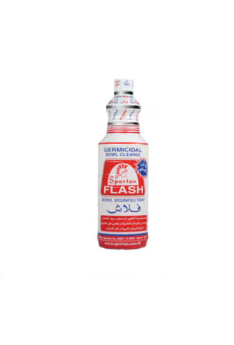 Bottle of Spectra Flash Germicidal Bowl Cleaner on a white background