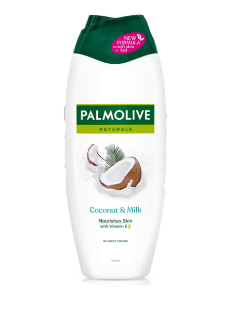 Palmolive Naturals Coconut & Milk shower cream bottle on a white background
