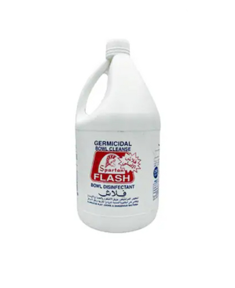 White bottle of Spartan Flash bowl disinfectant on a white background