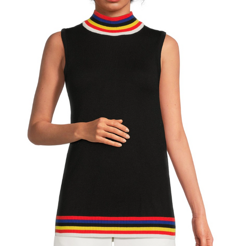 Joseph  Women's Black Plus Size Tipping  Sleeveless Blouse | Joseph  in Lebanon