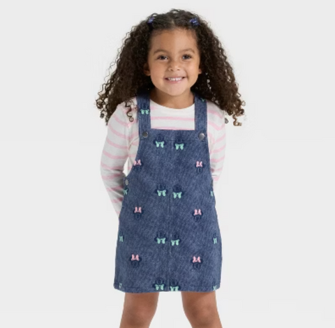 Disney  Baby Girl's Pink/Blue 2pc Minnie Mouse Long Sleeve T-Shirt and Knit Denim Dress | Disney in Lebanon
